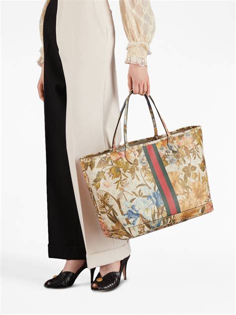 gucci floral print tote|gucci large ophidia tote.